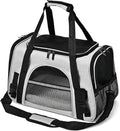 Dog Cat Carrier Soft for Small Pet Up to 16 Lbs TSA Airline Approved Travel Carrier Collapsible Puppy Car Mesh Bag 17.5 * 10.2 * 11.4 inch - Grey & Black