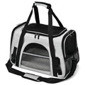 SURILEHEGE Dog Cat Carrier Soft for Small Pet Up to 16 Lbs TSA Airline Approved Travel Carrier Collapsible Puppy Car Mesh Bag 17.5 * 10.2 * 11.4 inch - Grey & Black