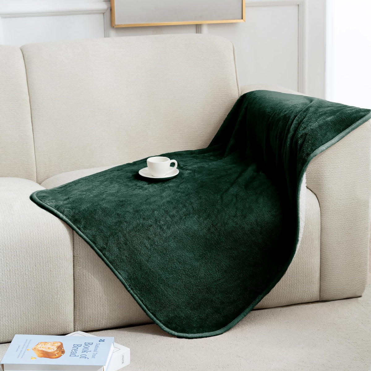 gogobunny Waterproof Bed Blanket, Reversible Sherpa Fleece Throw Blanket for Dog Puppy Cat, Furniture Cover Protects Bed Couch Sofa from Liquid Pee and Pet Fur (Cream, 90x108 inches)