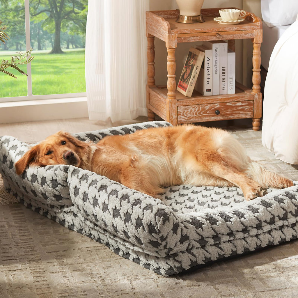 Orthopedic Dog Beds for Medium Dogs Washable, Detachable Side Bolster and Pillow, Medium Dog Sofa with Memory Foam, with Removable Cover and Non-Slip Bottom, Grey