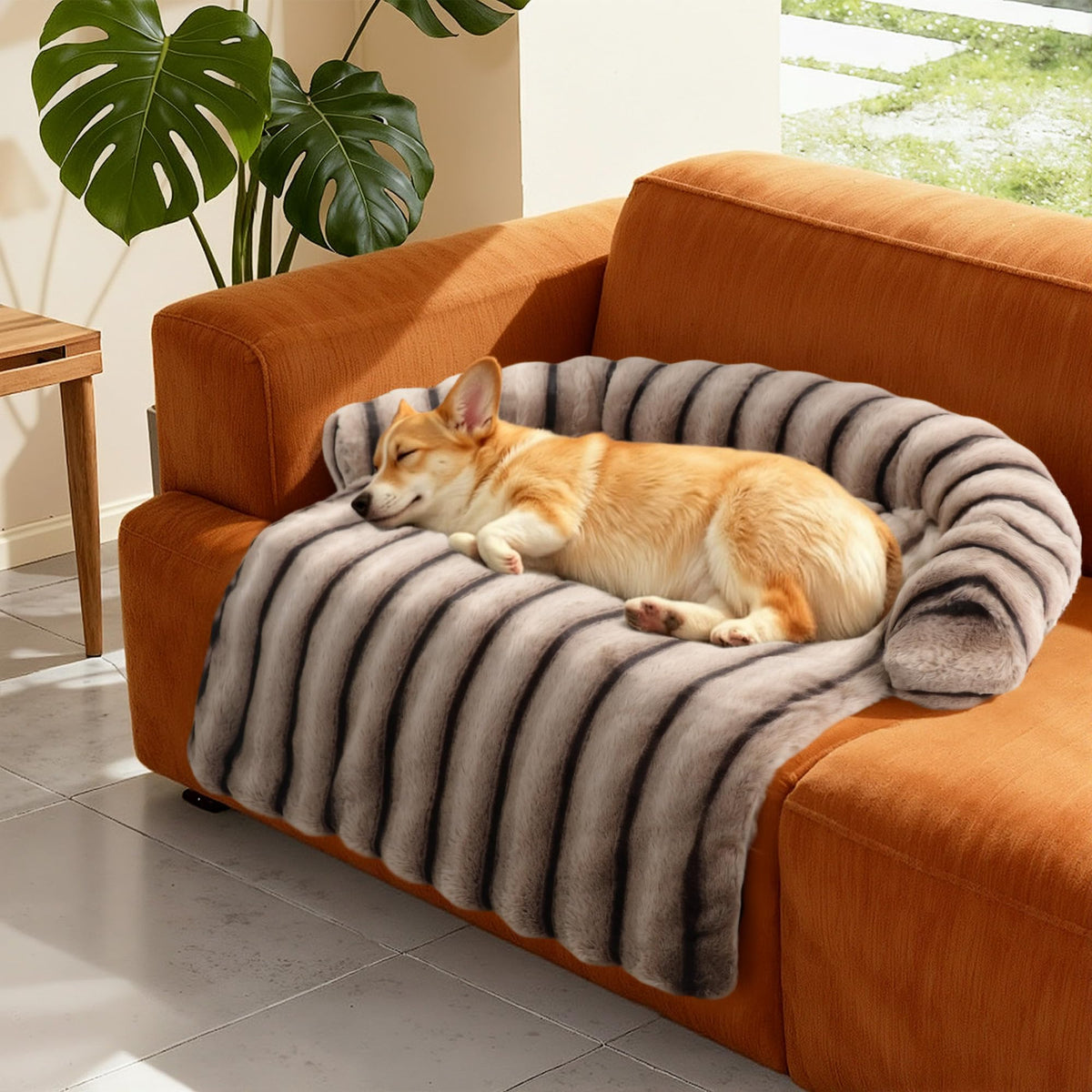WATANIYA PET Large Dog Couch Bed, Fluffy Washable Couch Protector for Dogs with Removable Cover, Non-Slip Dog Sofa Bed, 45x37 Inch, Brown