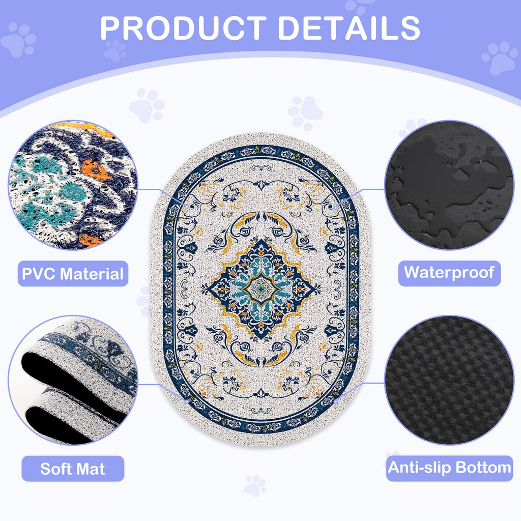 Bienbee Cat Litter Mat, 40" x 30" Dense Trapping Mesh for Litter Boxes