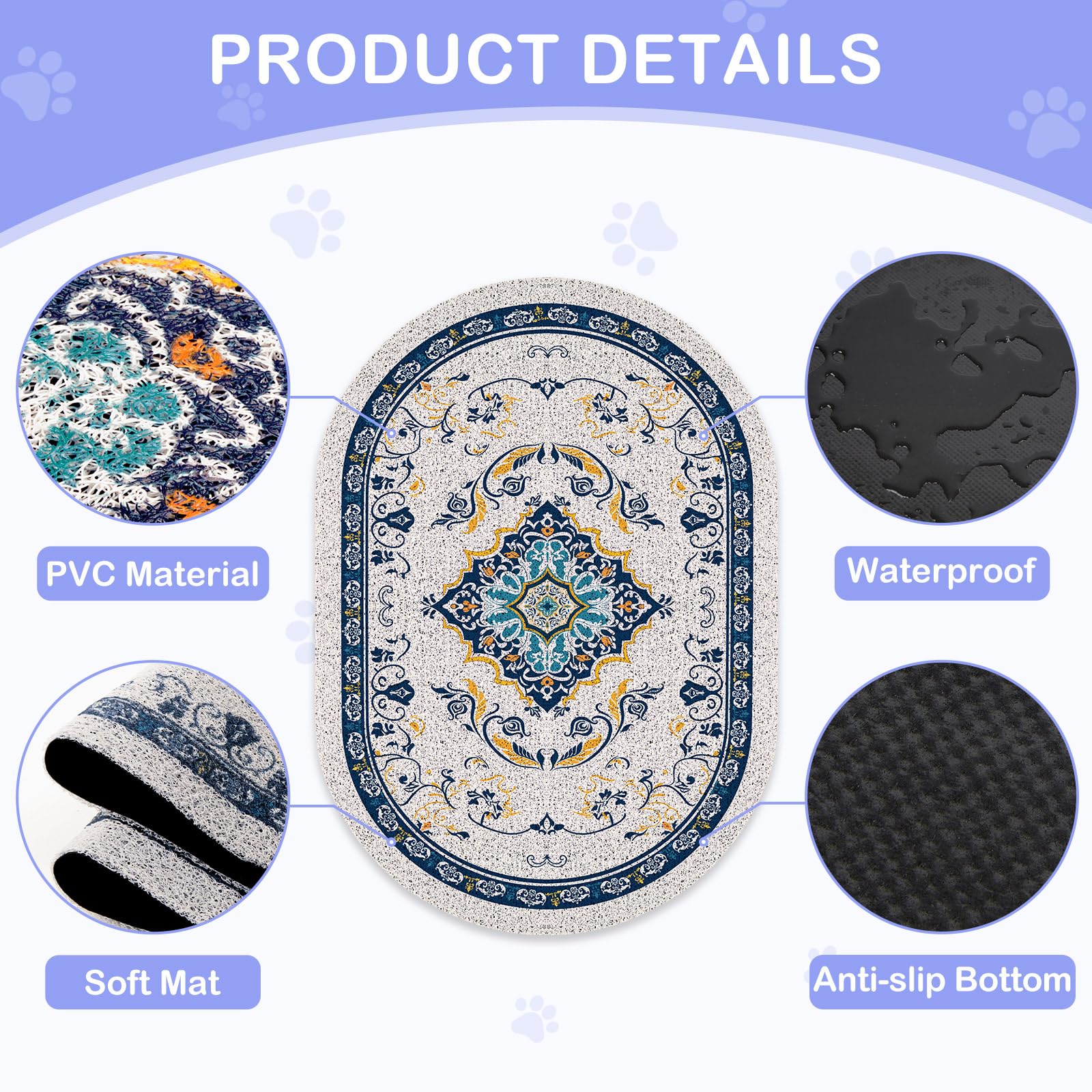 Bienbee Cat Litter Mat, 40" x 30" Dense Trapping Mesh for Litter Boxes