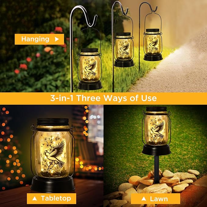 kyoryuger Cardinal Gifts for Women/Men Cardinal Solar Lanterns Mom Grandma Birthday Present Lantern Memorial Lights Solar Garden Decoration Outside for Yard, Patio,Backyard,Porch Torches