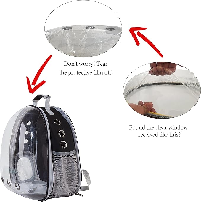 XZKING Cat Backpack Carrier Bubble Bag, Transparent Space Capsule Pet Carrier Dog Hiking Backpack, Small Dog Backpack Carrier for Cats Puppies Airline Approved Travel Carrier Outdoor Use Black