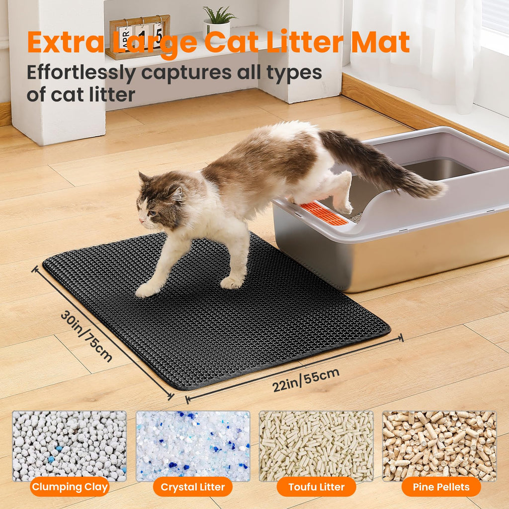 Petinstinct Extra Large Cat Litter Mat, Double Layer Honeycomb Design