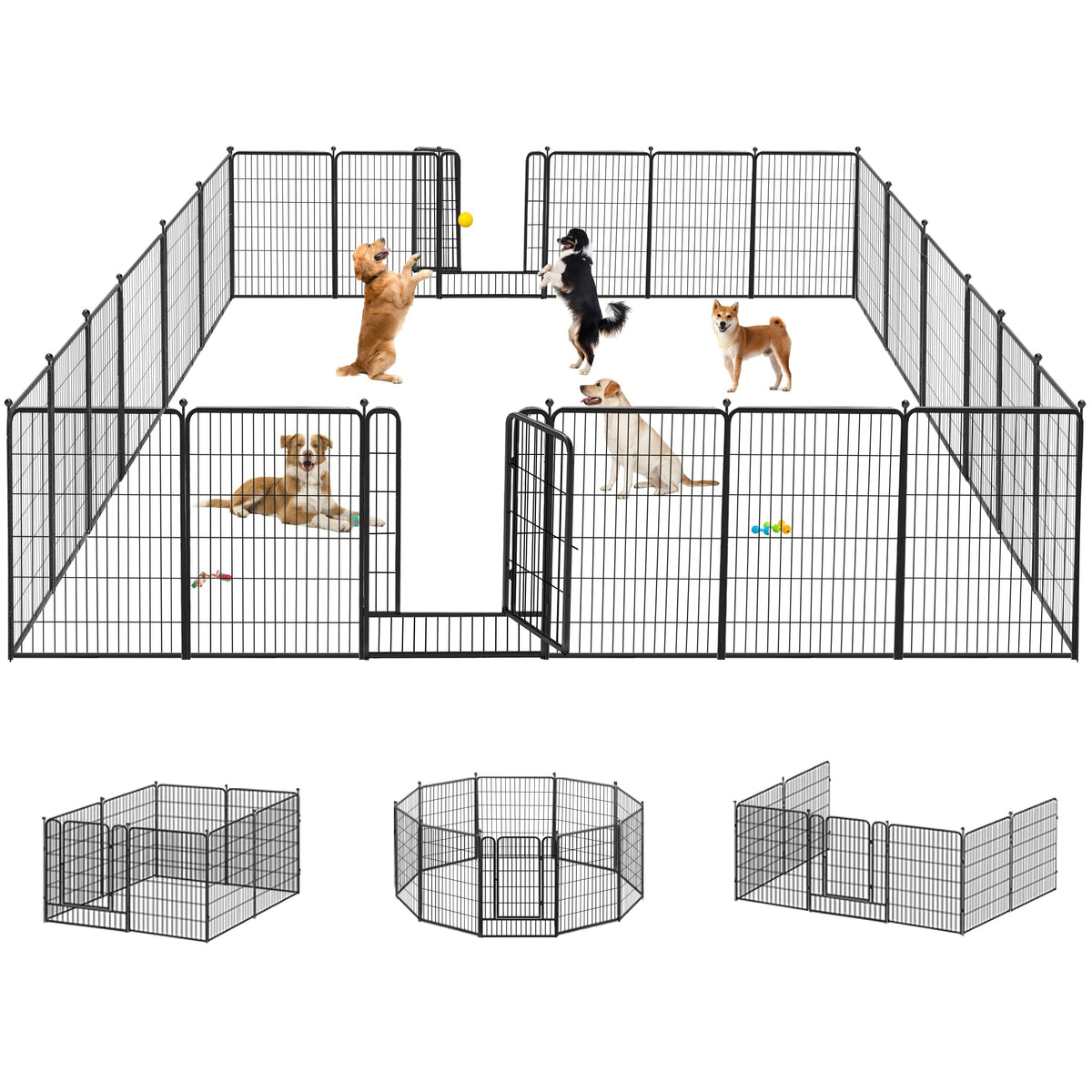 Jhsomdr Dog Playpen 32 inch 30 Panels Indoor Outdoor Dog Pen for Medium/Small Dogs Heavy Duty Metal Dog Fence Outdoor for Yard, Puppy Playpen with Door Portable Pet Fence for RV Camping Yard