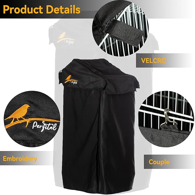 Perfitel Small Black Good Night Blackout Bird Cage Cover(18 x 14 x 40inch)