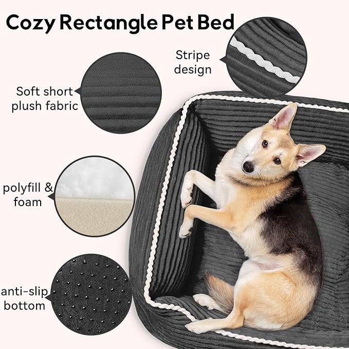 Zerbuger Orthopedic Dog Bed for Medium Dogs,Dog Sofa Beds Supportive Foam Pet Couch Bed with Removable Washable Mat and Nonskid Bottom (Medium, Dark Grey)