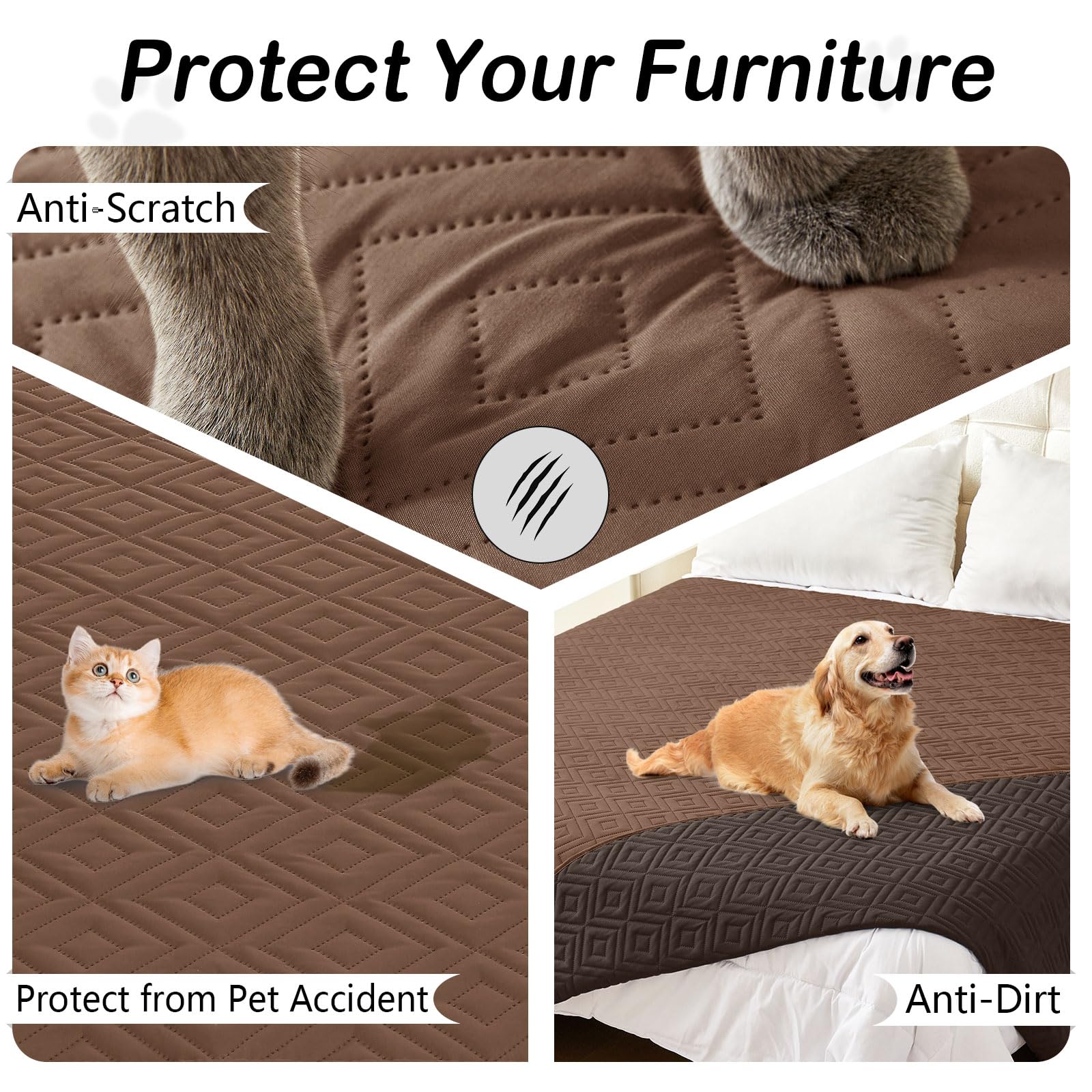 hyha Waterproof Reversible Dog Blanket, Pet Blanket for Sofa Couch