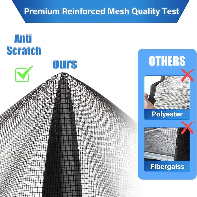 LONGEAS Magnetic Screen Door Upgraded PET Mesh Stronger Than Fiberglass and Polyester,Hands Free,Keeps Bugs Out,Pet & Kid Friendly,Suitable for Sliding Door,Large Patio Door and French Door-60''x96''