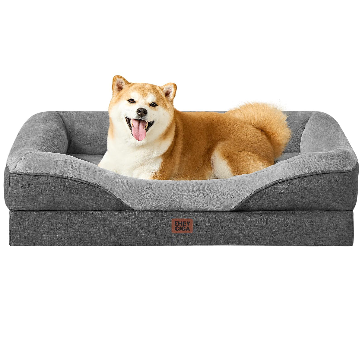 EHEYCIGA Orthopedic XL Dog Bed for Large Dog, Memory Foam Dog Couch, Beige