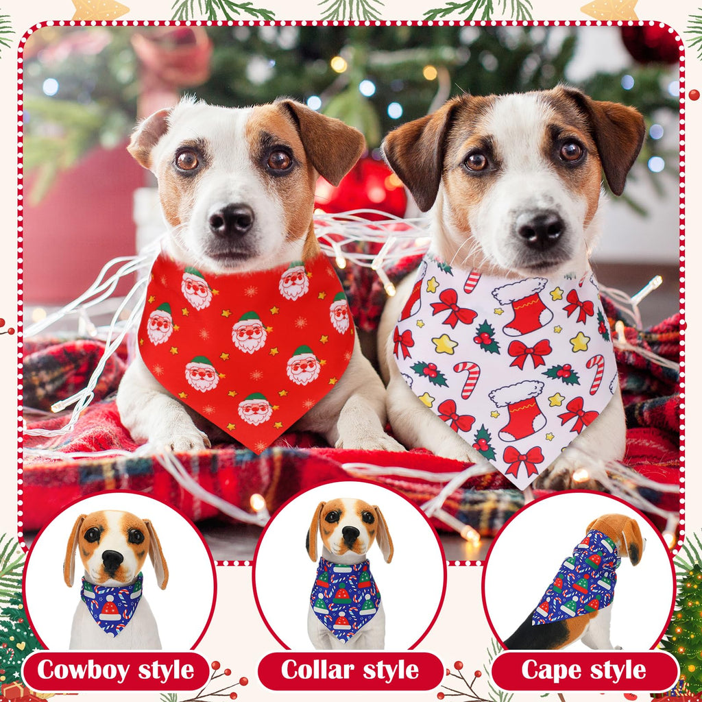 Aliceset 180 Pcs Christmas Dog Bandanas Bulk Christmas Bandanas for Dogs Adjustable Washable Pet Triangle Scarf Cute Kerchief Scarves for Pet Xmas Party Costume Accessories Decorations