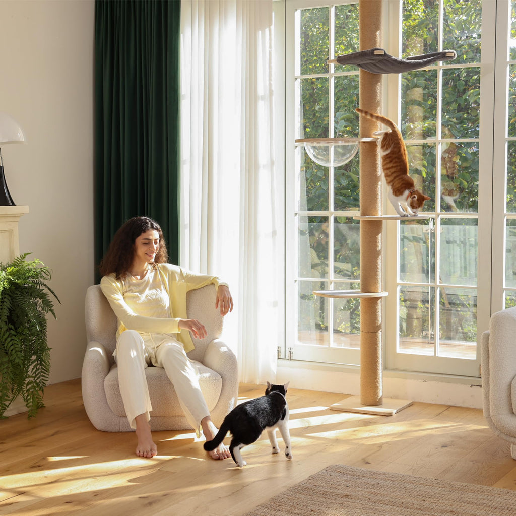 FUKUMARU Floor to Ceiling Cat Tree, 5.7-9.8 ft, 6 Level
