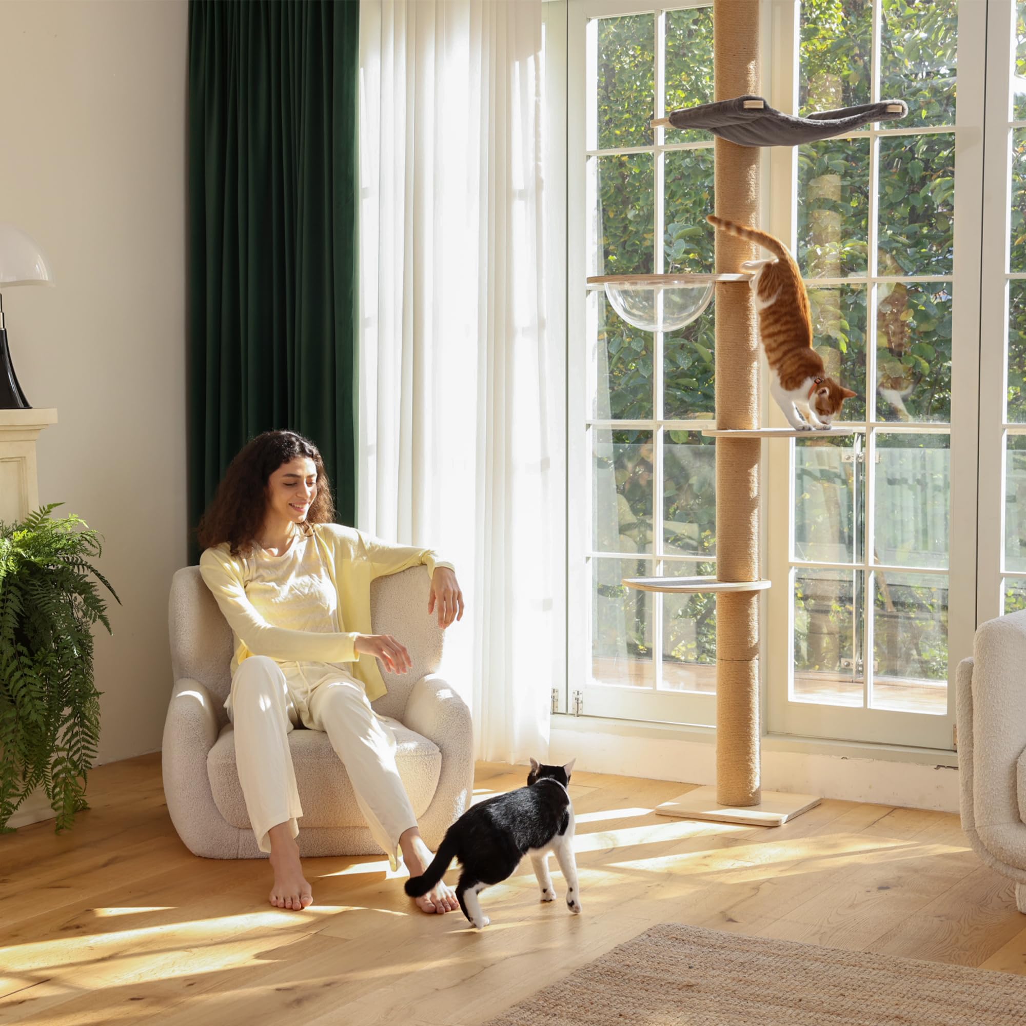 FUKUMARU Floor to Ceiling Cat Tree, 5.7-9.8 ft, 6 Level