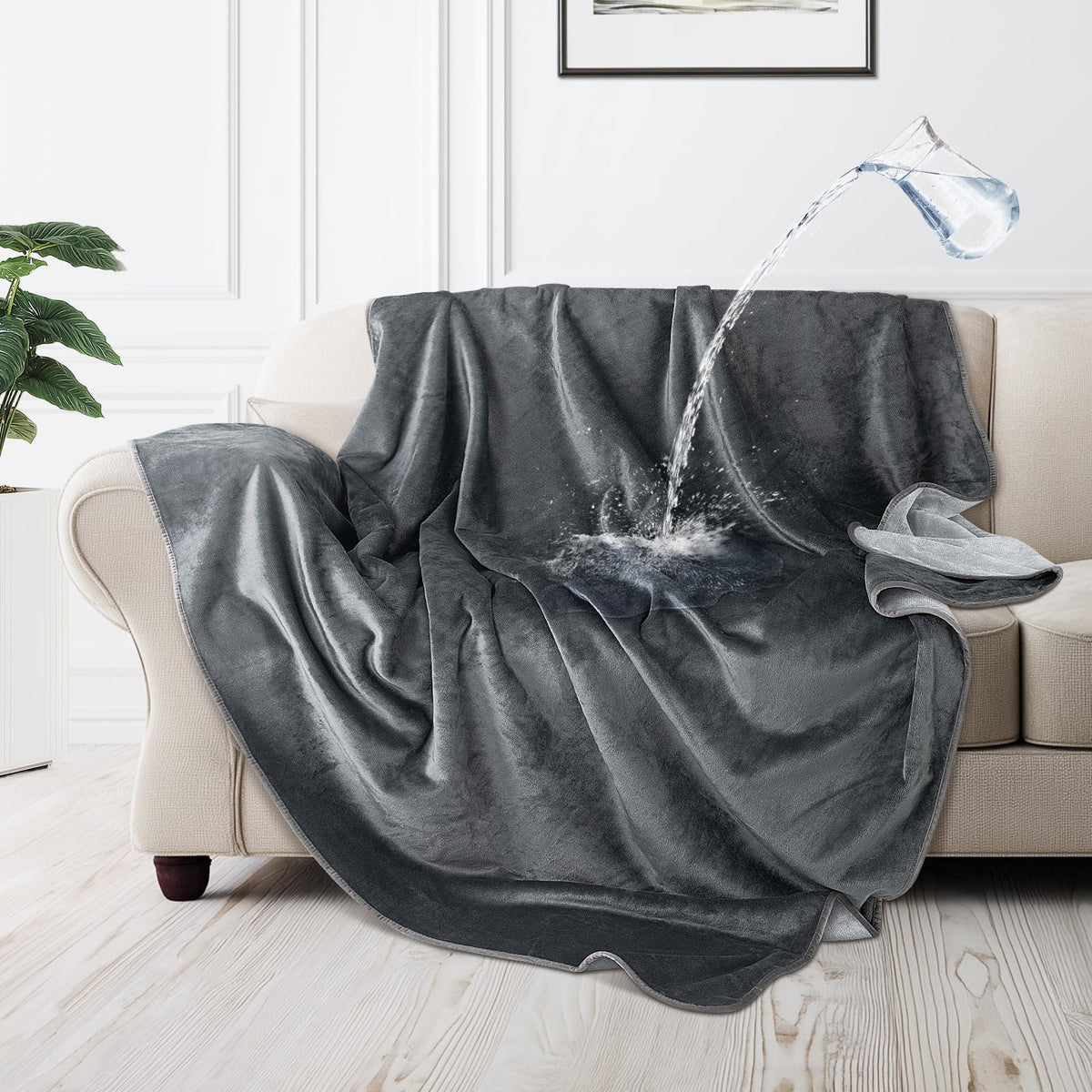 LOOBANI Waterproof Blanket for Bed, Soft Flannel Twin Bed Blanket 60" x 80"