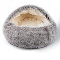 BELEEWILWON Cat Bed for Indoor Cats, Calming Cozy Cave with Self-Warming Plush, Entire Bed Machine Washable & Anti-Slip Base, Breathable Pet Bed for Small Cats&Dogs All Seasons (Khaki, 20 * 20inch)