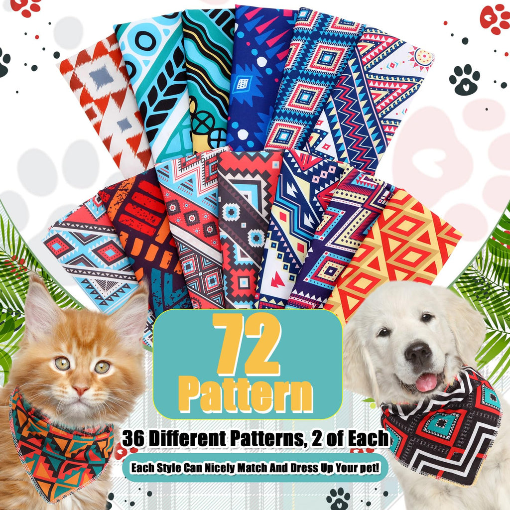 Amylove 120 Pcs Dog Bandanas Bulk Holiday Triangle Dog Pack Puppy Kerchief Bandana Adjustable Summer Pet Scarf for Pet Cat Costume Accessories Decor(Geometry)
