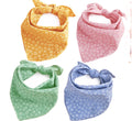 4PCS Spring Dog Bandanas Cat Birthday Cute Soft Cotton Puppy Scarfs Washable Daily Handkerchief Pink Green Blue Khaki Comfortable Gifts, Adjustable Accessories for Small Medium Large Girl Boy Pup Pet