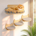 BUOGA Cat Wall Shelves, Floating Bed with 3 Cat Wall Steps - Natural