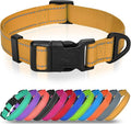 Joytale Extra Large Dog Collar, Wide Double-Sided Reflective Nylon Collar for Night Safety, Adjustable Quick-Release for Gentle Giants, Khaki, XL (1 1/4" Width)