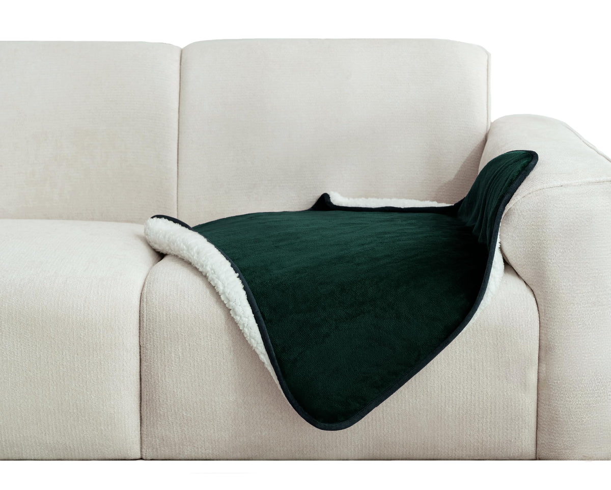 gogobunny Waterproof Bed Blanket, Reversible Sherpa Fleece Throw Blanket for Dog Puppy Cat, Furniture Cover Protects Bed Couch Sofa from Liquid Pee and Pet Fur (Cream, 90x108 inches)