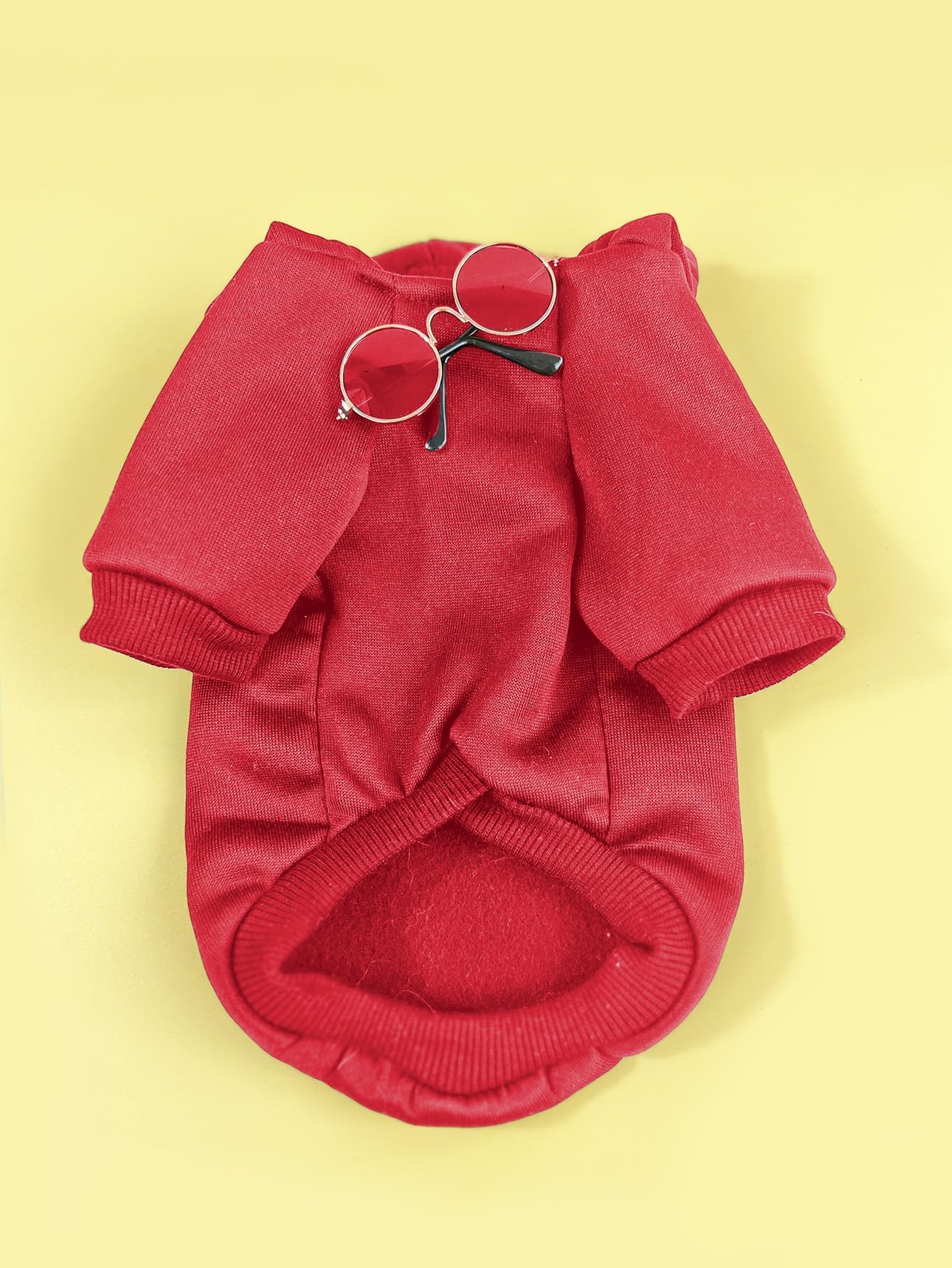 QWINEE 3Pcs Dog Hoodie Cat Apparel Dog Custume Set with Necklace and Sunglasses Pet Clothes for Puppy Small Medium Dogs Cats Red XL