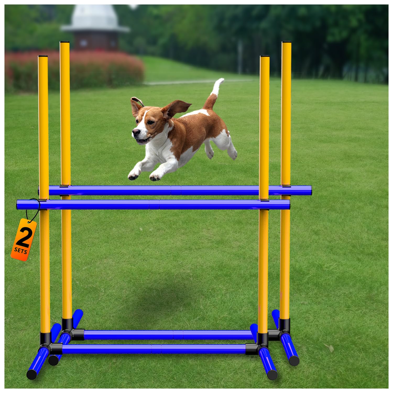 AHAILUOO Adjustable Dog Agility Hurdles with Carry Bag, 2 Sets