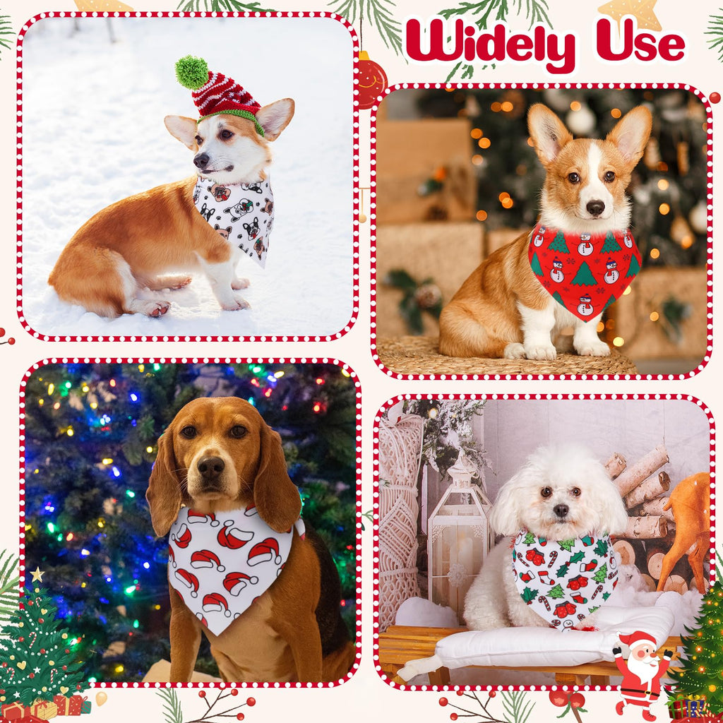 Aliceset 180 Pcs Christmas Dog Bandanas Bulk Christmas Bandanas for Dogs Adjustable Washable Pet Triangle Scarf Cute Kerchief Scarves for Pet Xmas Party Costume Accessories Decorations