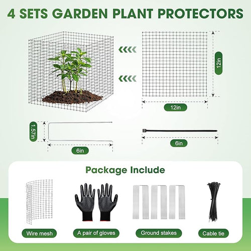 18PCS Plant Protection from Animals,12x12 Inch Metal Wire Plant Protectors,Plant Cages to Keep Animals Out,Sturdy Bunny Barricades Chicken Wire Cloche Plant Protectors for Shrubs Flowers Vegetables