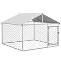 PawHut Outdoor Dog Kennel, Heavy Duty Dog Run Outdoor Fence with Waterproof Cover, Galvanized Chain Link, Secure Lock, for Large Breeds, Chickens, Ducks, 6.5' x 6.5' x 5'