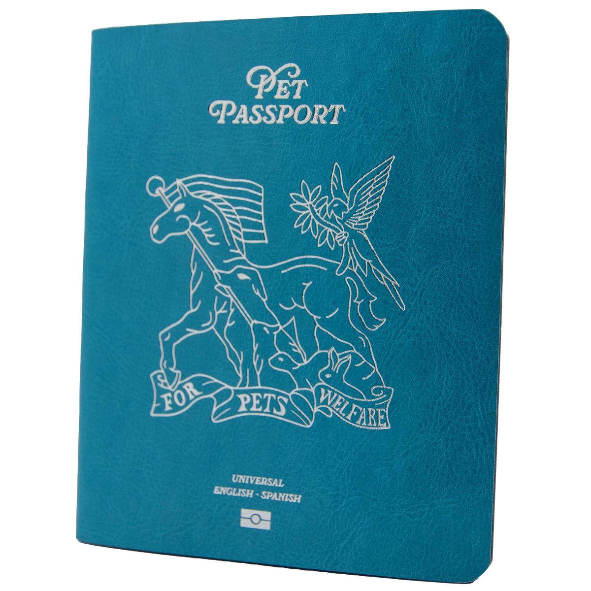 United Pet Club Color Premium PU Leather stitch-sewn Pet Passport Medical Record for Pet Health and Vaccination English + Spanish for Cat, Dog, Puppy and Kitten (Blue, Single)