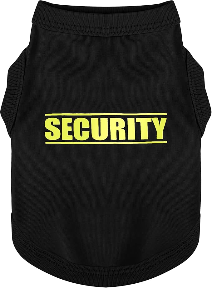Discover Cozy Cotton Canine Wear: Soft, Lightweight, and Breathable Dog Shirt Vest with Eye-Catching Graphics(Security), Keeping Your Furry Friend Warm and Comfy! Black XS
