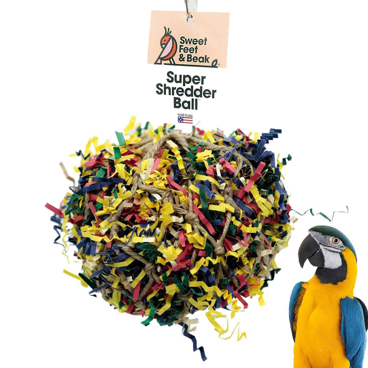 Sweet Feet and Beak Shredder Ball, Medium, 5" Bird Shredding & Foraging Toy