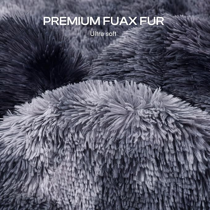 Luciphia Large Waterproof Dog Blanket for Pet Washable Liquid Proof Bed Intimacy Protection Shaggy Plush Calming Long Faux Fur Couch Cover Calming Cat Throw Blankets, Tie-dye Grey, 50" x 60"