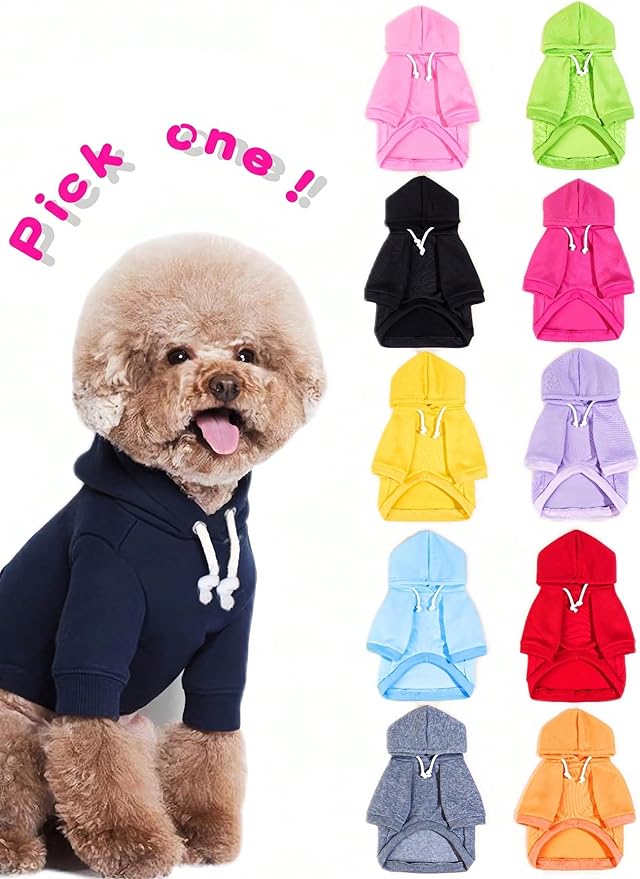 QWINEE Basic Dog Hoodie Sweatshirt Puppy Sweater Warm Cat Costumes Pet Clothes for Chihuahua Puppy Kitten Small Medium Dogs Yellow Large