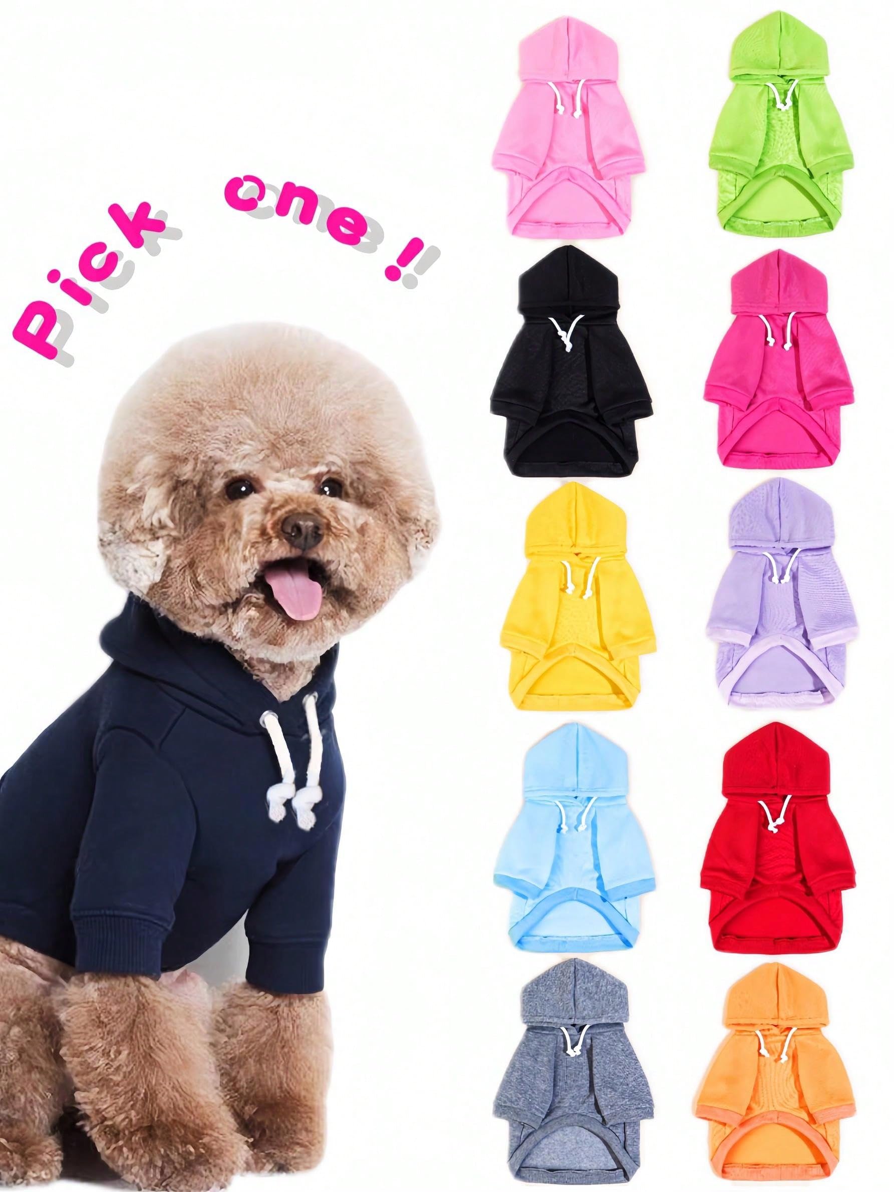 QWINEE Basic Dog Hoodie Sweatshirt Puppy Sweater Warm Cat Costumes Pet Clothes for Chihuahua Puppy Kitten Small Medium Dogs Yellow X-Small