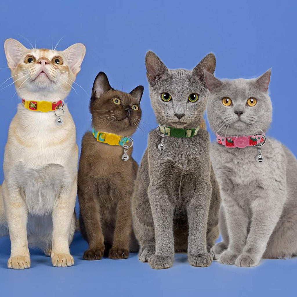 azuza 4 Pack Cat Kitten Collar Breakaway with Bell Quick Release Safe Buckle Adjustable Cat Kitten Collar