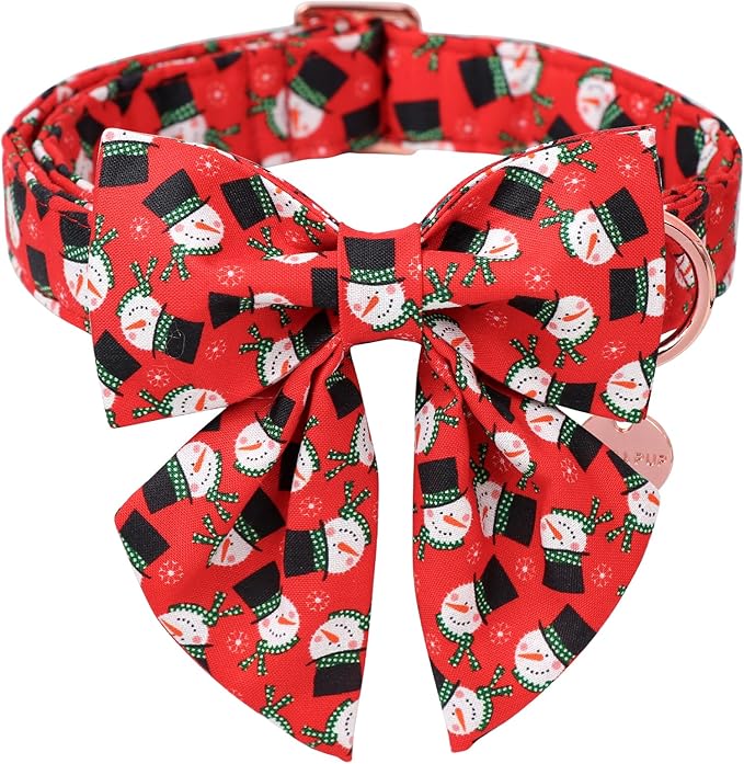 UP URARA PUP Christmas Dog Collar with Bow Tie, Christmas Collar for Puppy Girl Boy Dog or Cat, Bowtie Dogs Collars with Durable Metal Buckle, Cute Pet Collars, XS