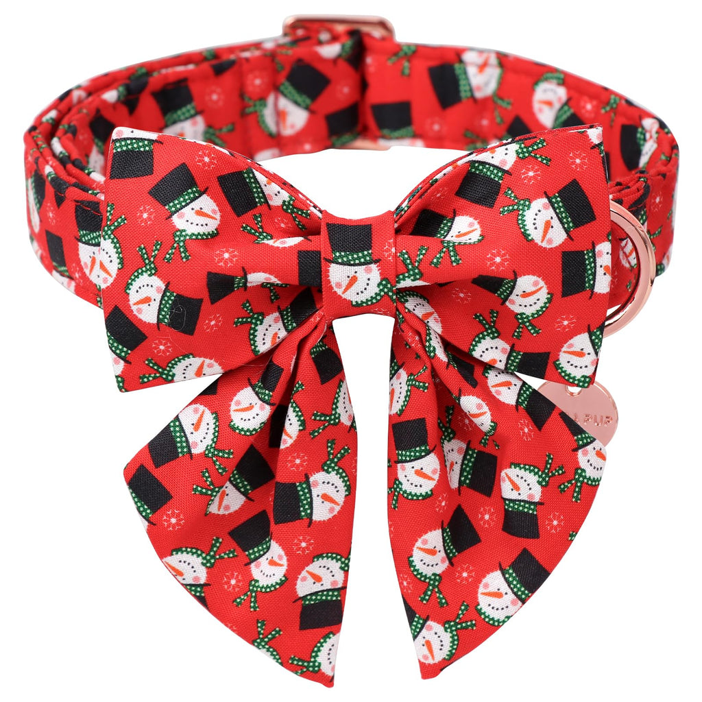 UP URARA PUP Christmas Dog Collar with Bow Tie, Christmas Collar for Puppy Girl Boy Dog or Cat, Bowtie Dogs Collars with Durable Metal Buckle, Cute Pet Collars, M