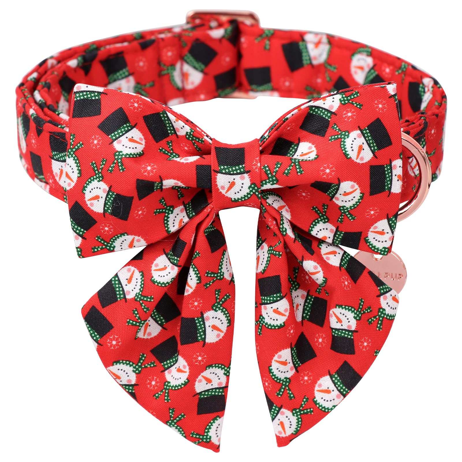 UP URARA PUP Christmas Dog Collar with Bow Tie, Christmas Collar for Puppy Girl Boy Dog or Cat, Bowtie Dogs Collars with Durable Metal Buckle, Cute Pet Collars, M