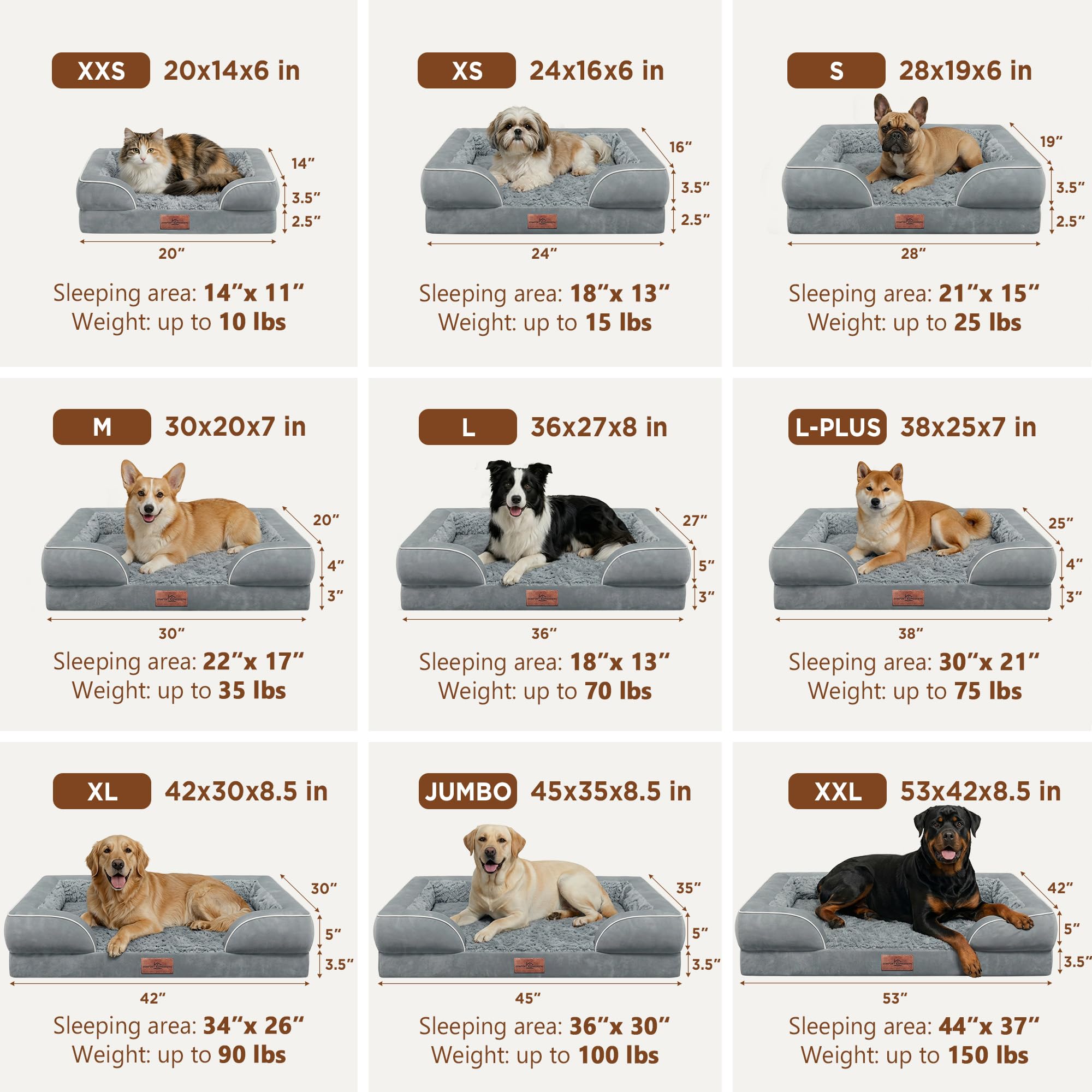 Comfort Expression Waterproof Orthopedic Dog Beds for Large Sized Dog