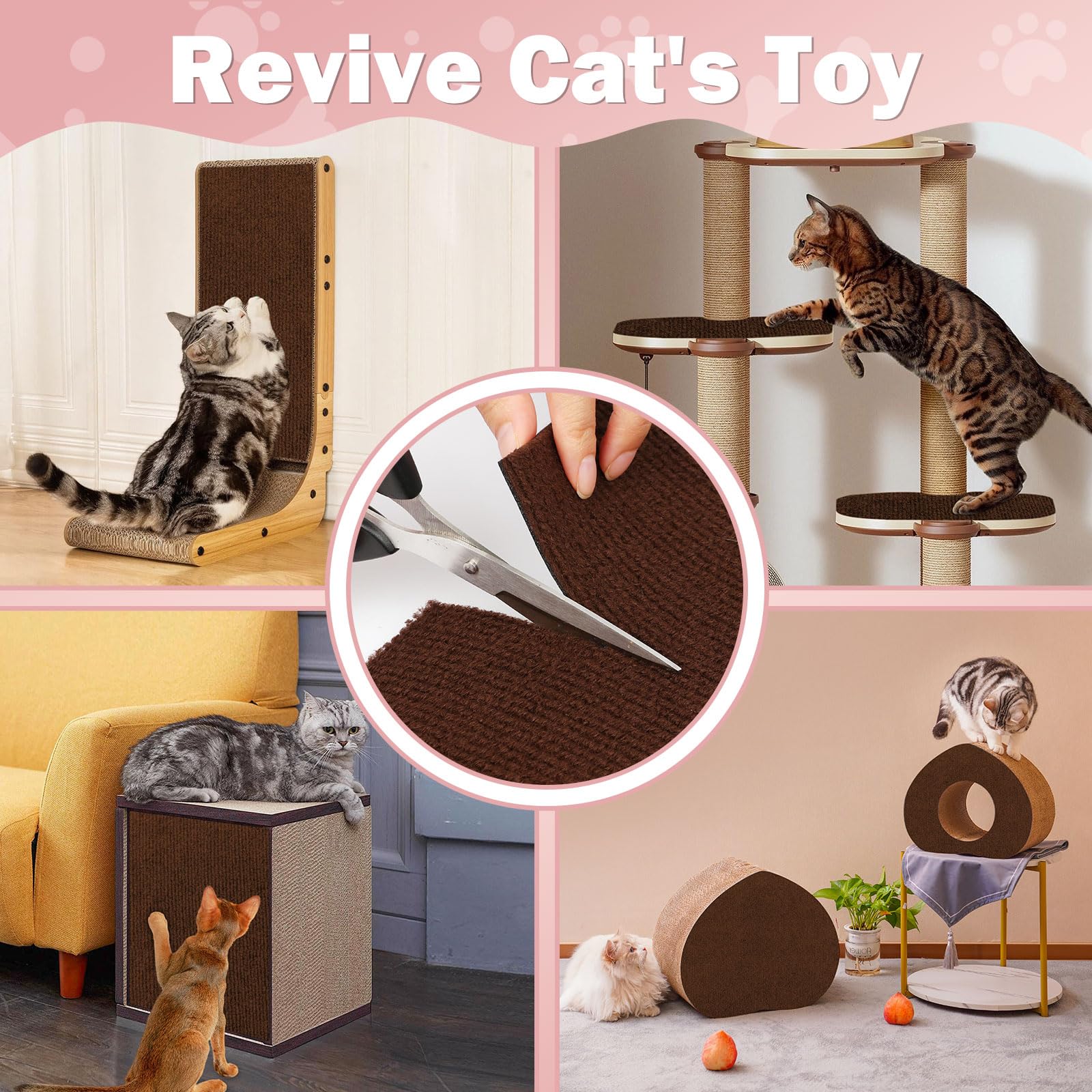 ENONCI 23.6x15.8 Cat Scratcher Mat, Self-Adhesive Cat Scratch Furniture Protector