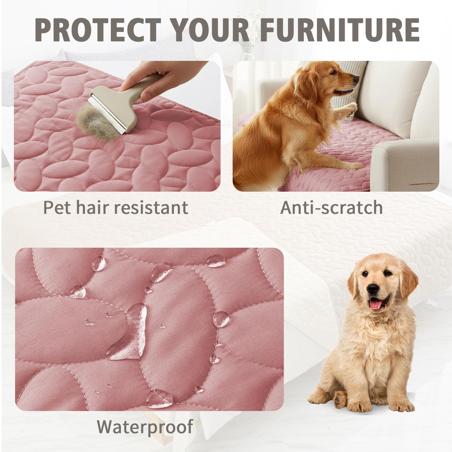 Ameritex Waterproof Pet Bed Cover Anti-Slip Dog Bed Blanket for Sofa and Furniture Waterproof New Pattern Design (Pink, 30x53 Inch (Pack of 1))