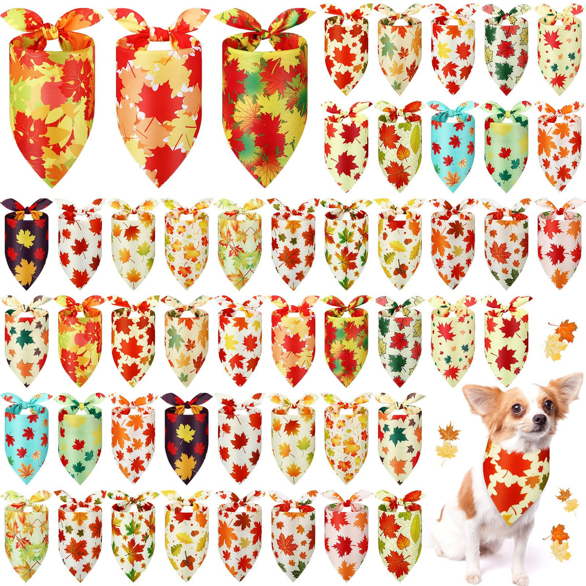 Abbylike 50 Pcs Paw Print Dog Bandanas Bulk, Halloween & Birthday Party