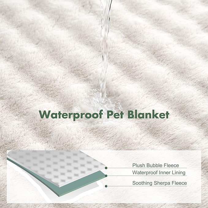 Soft Cozy Waterproof Dog Blanket for Couch - Room Decor Medium Pet Blanket for Furniture Protector, Washable Dog Crate Blankets for Indoors & Outdoors, Cream, 30"x40"
