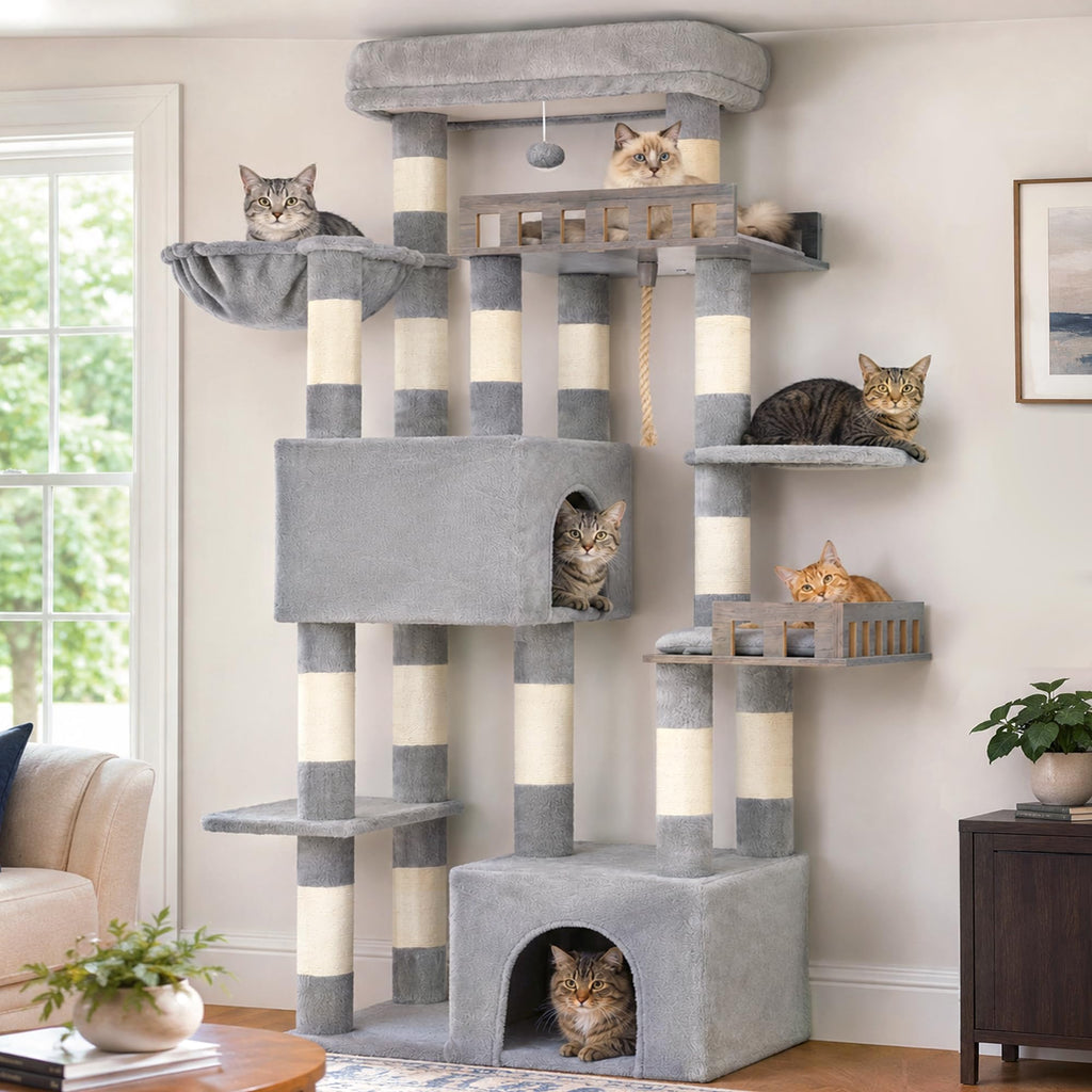 Gitelsnour Maine Coon Cat Tree, Heavy Duty Cat Tower for 20 lbs+, GCT033W