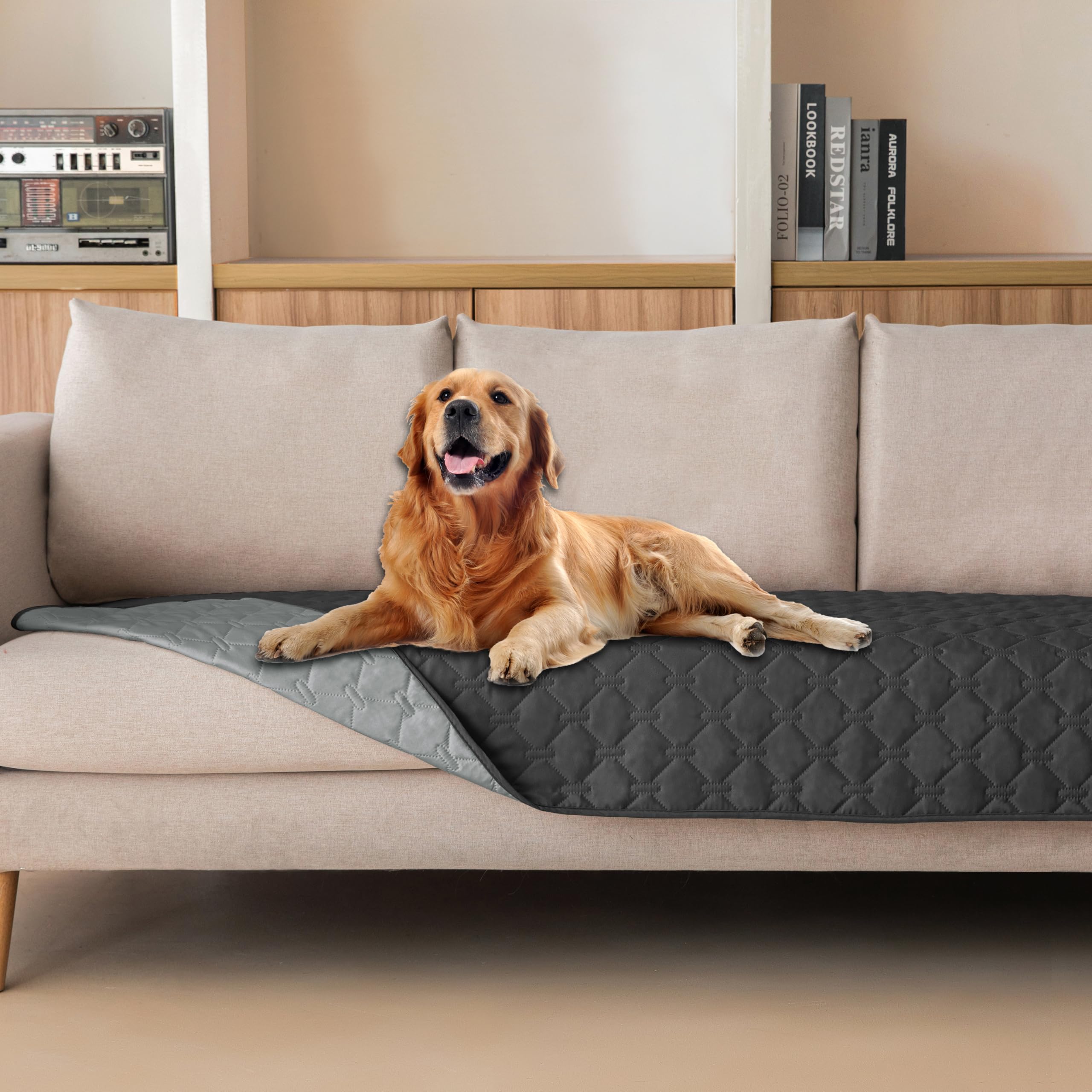 gogobunny 3X Stronger Waterproof Pet Blanket, Scratch Proof Furniture Protector for Dogs Cats, Reversible Cover 82x120 Inch — 30x80 Inch (Pack of 1)