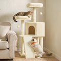Feandrea Cat Tree, 45.3-Inch Cute Cat Tower, Plush Climbing Condo, Beige