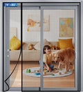 Magnetic Screen Door Mesh Left Right Side Opening Upgraded PET Material Mesh Stronger Than Fiberglass and Polyester,Keep Bugs Out,Pet & Kid Friendly Fit Door Size 74"X80",Screen Size 76''X82''